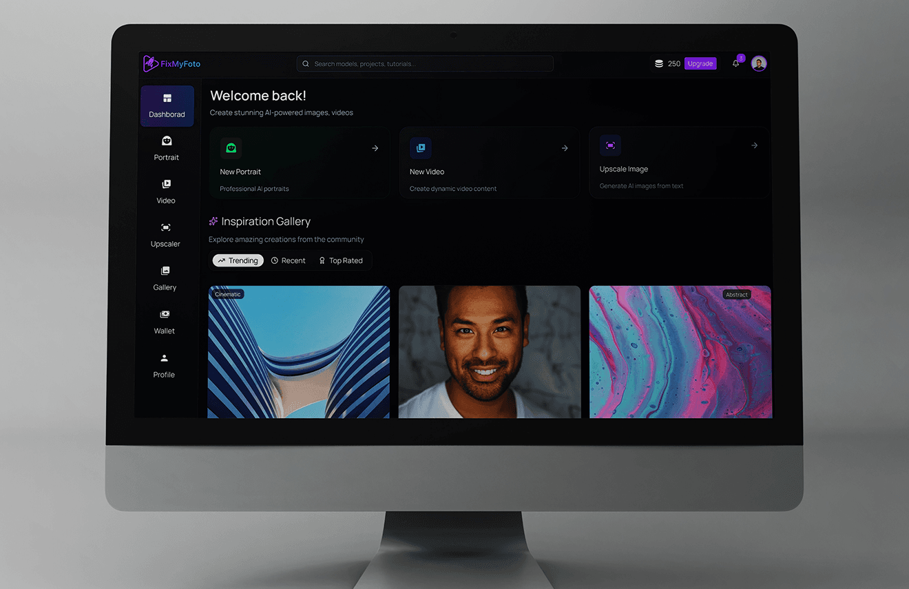 Fixmyfoto Admin Panel on laptop