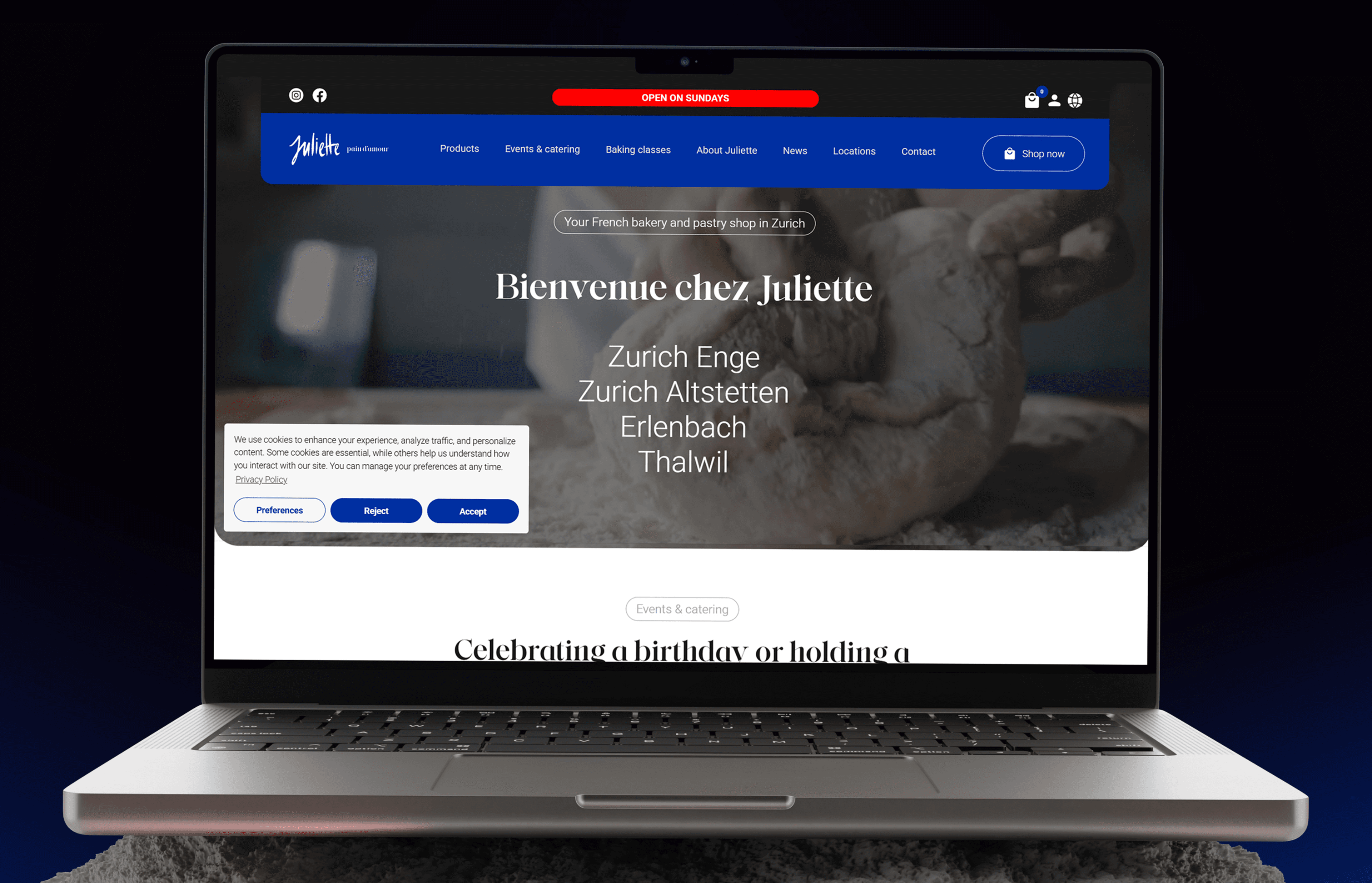 Juliette desktop view on laptop