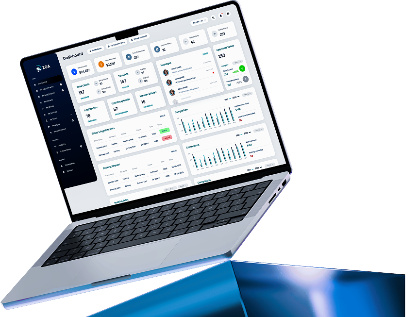 ZOA Praxismanagement-Plattform auf einem Laptop